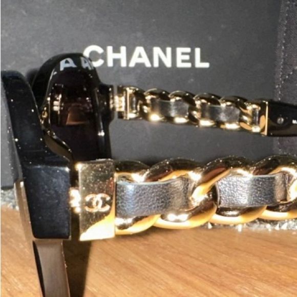Chanel Chain & Leather Sunglasses - Picture 3 of 4